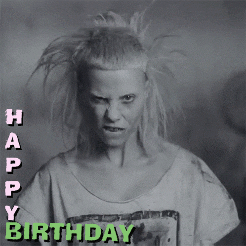 a black and white photo of a woman with the words happy birthday written below her