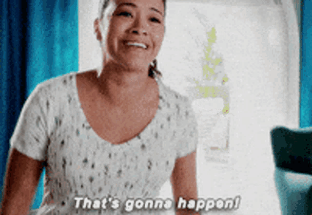 a woman in a white shirt says that 's gonna happen !