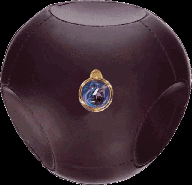 a purple sphere with a gold circle with a dragon on it