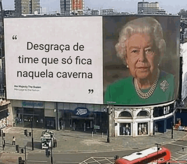 a large billboard with a picture of queen elizabeth