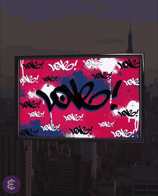 a billboard with graffiti on it that says " love "
