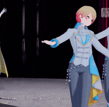 a video game scene with the words things were fine the way they were on the bottom