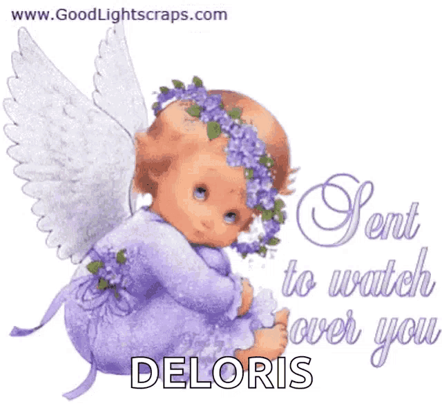 a picture of a baby angel with the name deloris on the bottom