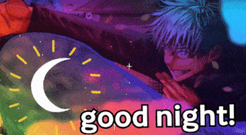 a picture of a man with a crescent moon and the words " good night "