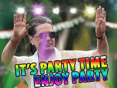 Party Sonia Enjoy Party Rahul Gandhi Pappu Weed High GIF