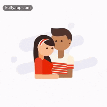 a man and a woman are hugging each other with hearts around them .