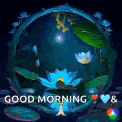 a picture of a lotus flower with the words good morning and hearts