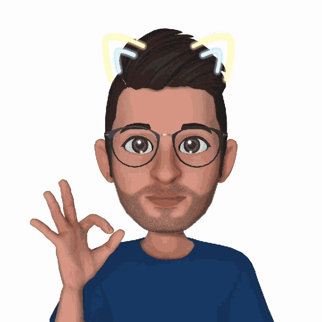 a man with glasses and cat ears on his head giving the ok sign