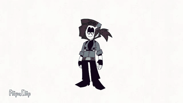 a cartoon drawing of a person with the word flipaclip on it