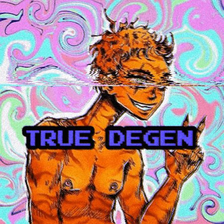 a drawing of a naked man with the words true degen written below him