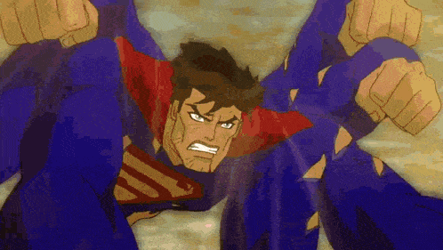 a cartoon of superman is being punched in the face .
