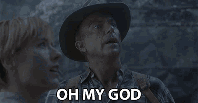 a man in a cowboy hat is saying " oh my god "