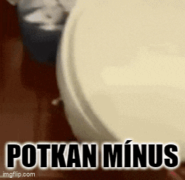 a close up of a toilet with the words potkan minus on the bottom
