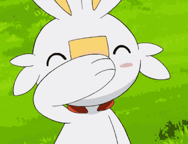a cartoon rabbit is covering its face with its paw