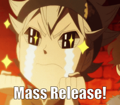 a cartoon character with tears running down his face and the words mass release