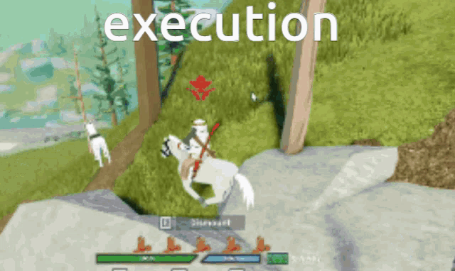 a screenshot of a video game that says execution on the top