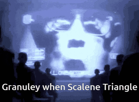 a group of people looking at a screen with the words granuley when scalene triangle