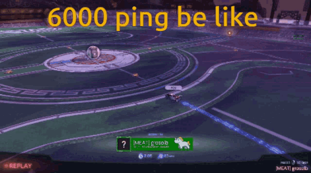 a screen shot of a video game with the words 6000 ping be like on it