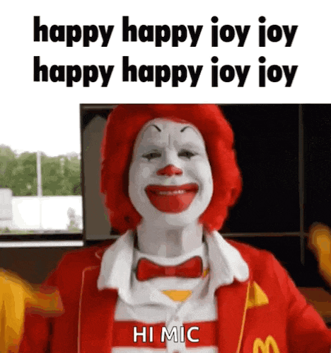 a mcdonald 's clown is wearing a red wig and a red jacket .