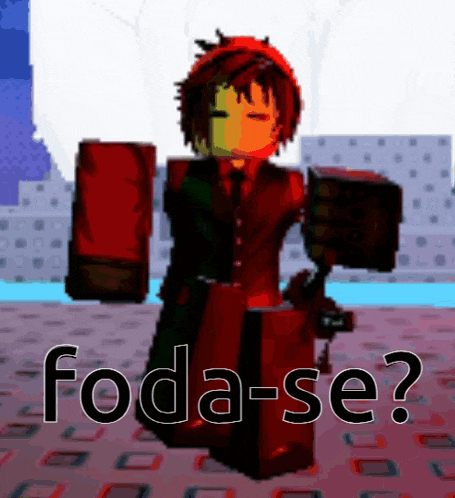 a cartoon character with red hair and the words foda-se on the bottom right