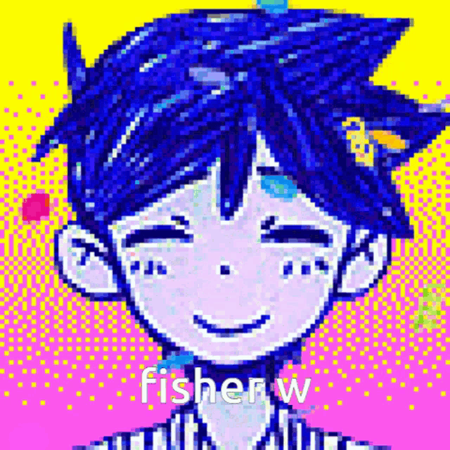 a pixel art of a boy with the name fisher w written on the bottom