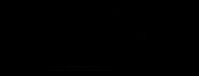 a blue background with a white triangle in the center