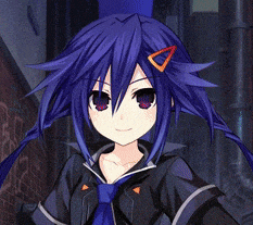 a girl with blue hair is wearing a black jacket and a blue tie