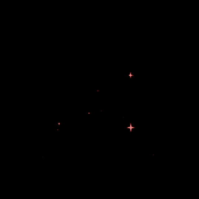 a red triangle on a black background that looks like a flame