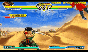 a video game screen shows a character named haohmaru
