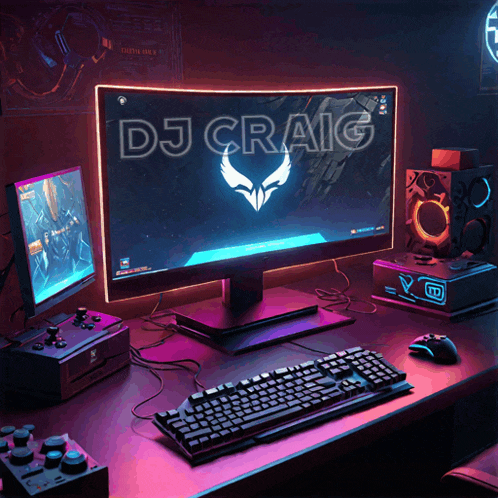 a computer monitor displays the name dj craig on the screen