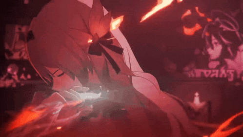 a cartoon character is surrounded by red flames and a sign that says ' a ' on it