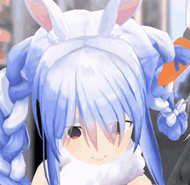 a close up of a anime girl with bunny ears