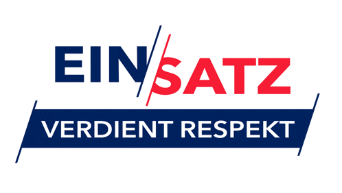 a logo for ein / satz verdient respekt in red and blue