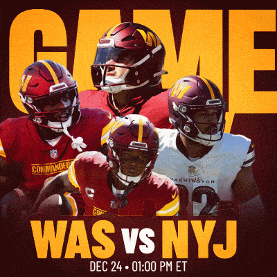 a poster for a game between the redskins and the nyj