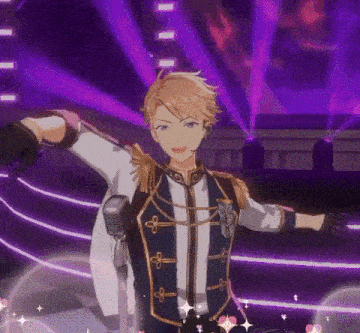 a man is standing in front of a microphone on a stage in a video game .