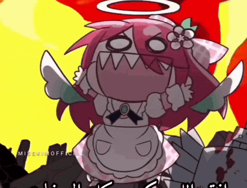 a cartoon of a girl with angel wings and a flower on her head is titled misskimofficial