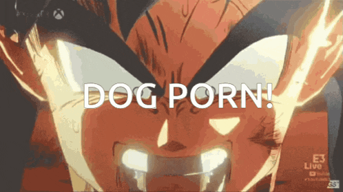 a close up of a person 's face with the words dog porn written on it