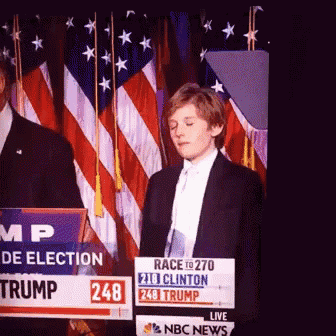 a man in a suit and tie stands in front of a sign that says race 270