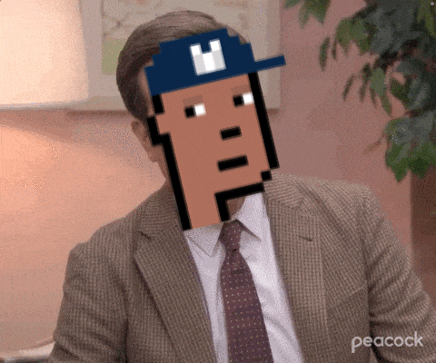 a man wearing a suit and tie has a pixelated face on his face