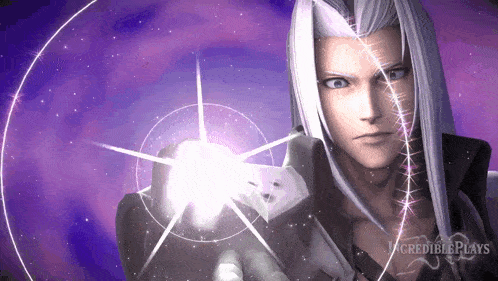 a video game character with a purple background and the words incredible plays at the bottom