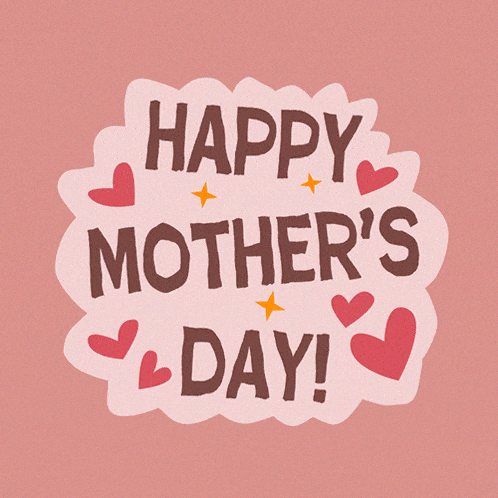 a pink background with the words happy mother 's day surrounded by red hearts