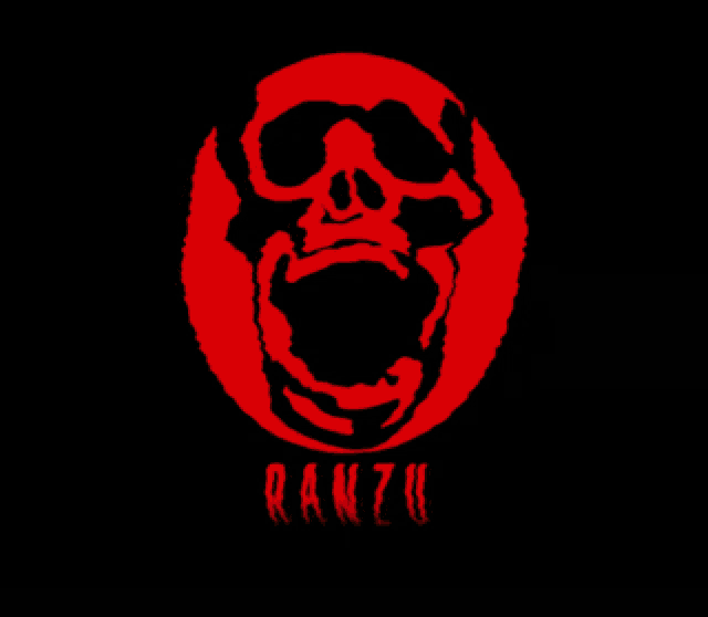 a skull in a red circle with the word ranzu under it