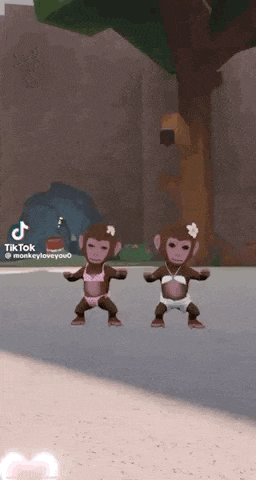 a couple of monkeys are dancing in a video game .