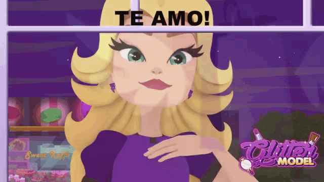 a cartoon of a girl with the words te amo on the top