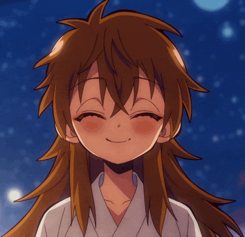 a drawing of a girl with long brown hair and a smile on her face