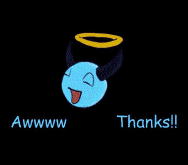 a cartoon of an angel with the words awwww thanks written below it