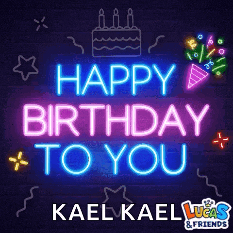 a neon sign that says happy birthday to you on it