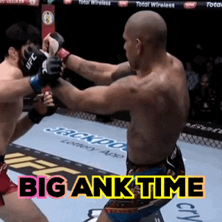 two men are fighting in a boxing ring and the words big ank time are displayed