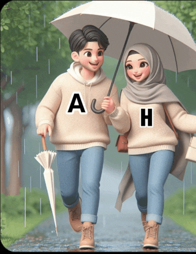 a boy and a girl are holding umbrellas in the rain