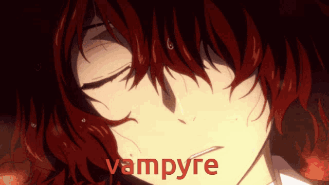a close up of a person 's face with the word vampire in the corner